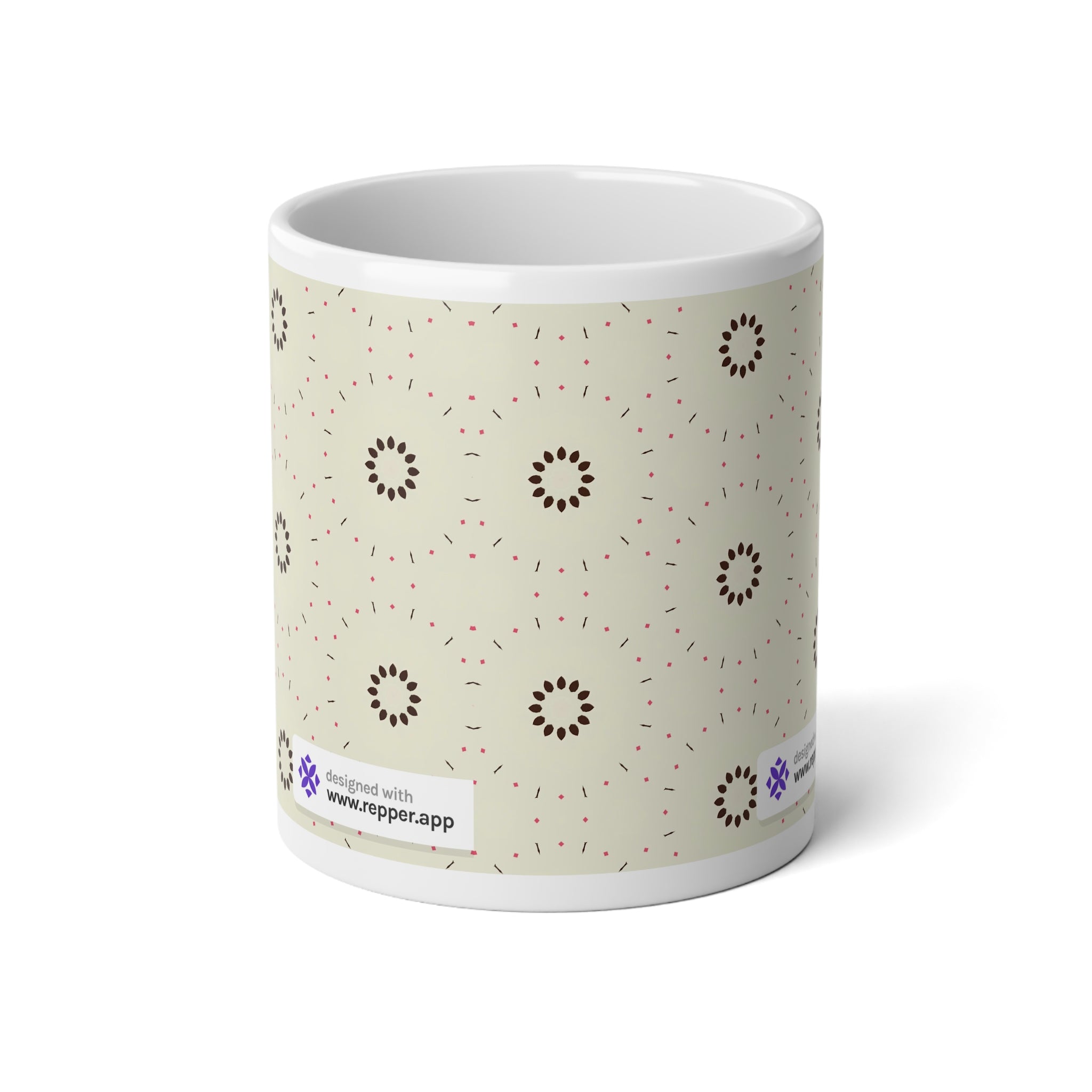 20oz Jumbo Mug — Minimal Neutral Floral Pattern Coffee Cup