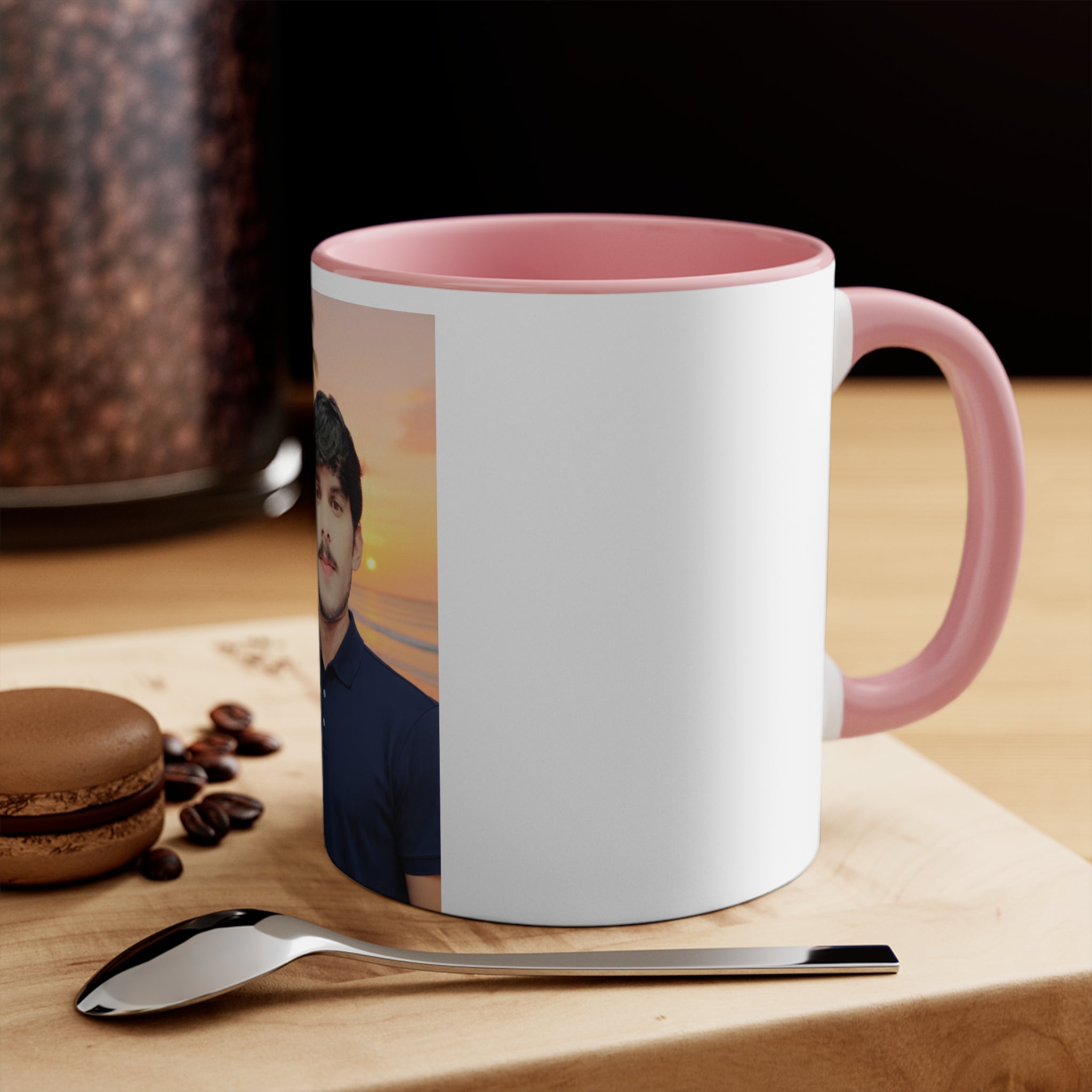 Personalized Photo Accent Mug — Beach Portrait Pink Interior