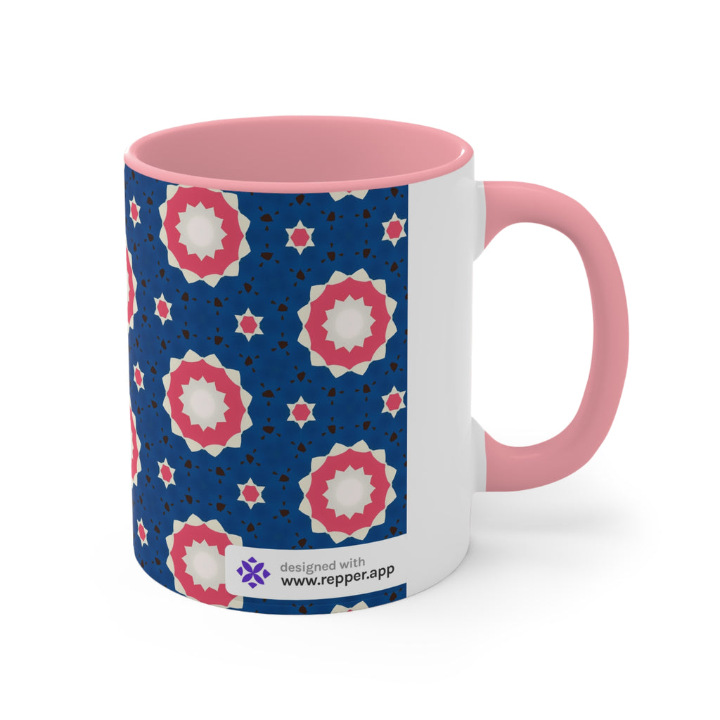 Accent Mug — Pink & Navy Floral Geometric Pattern