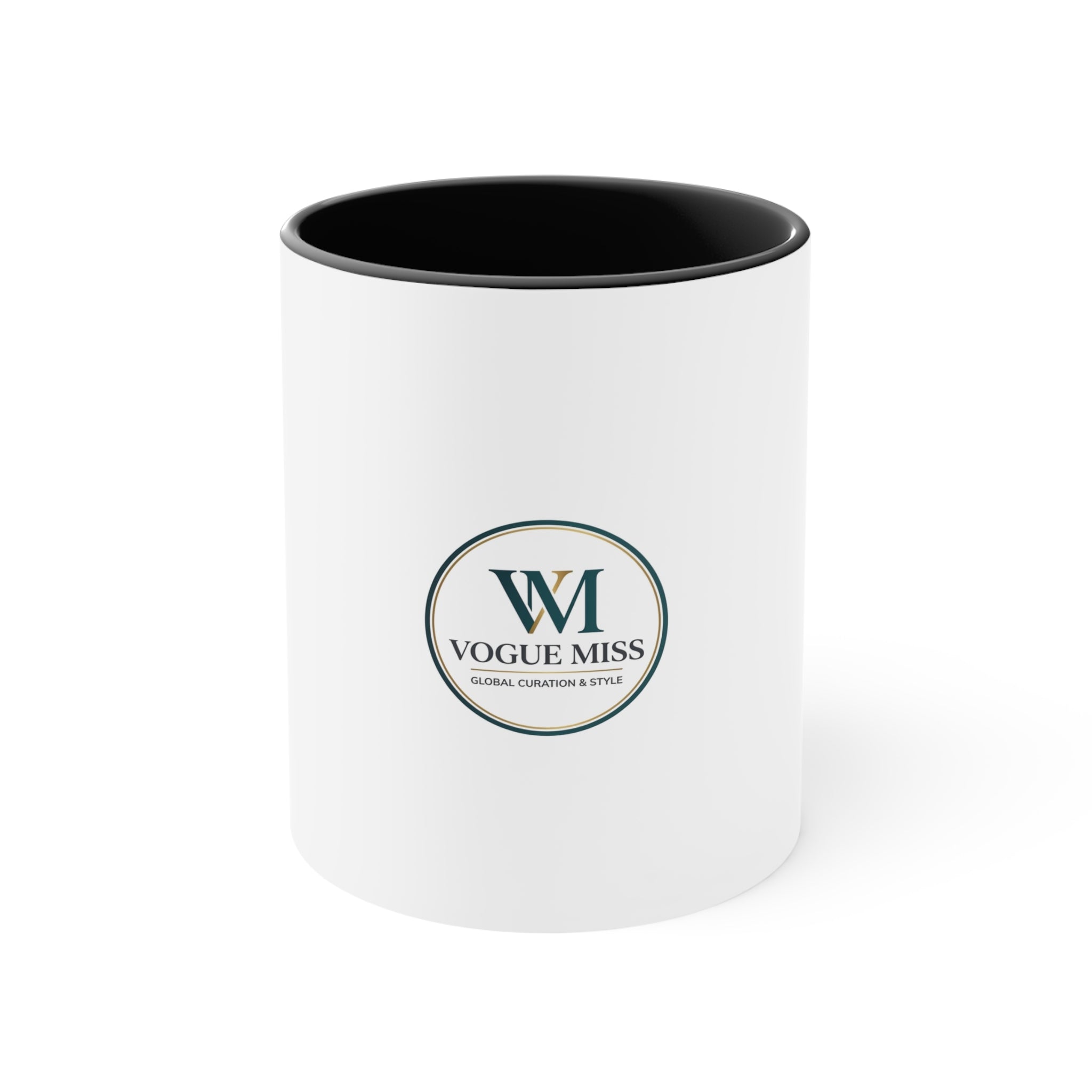 Vogue Miss Accent Mug — Pink Interior & Handle Coffee Cup with WM Logo