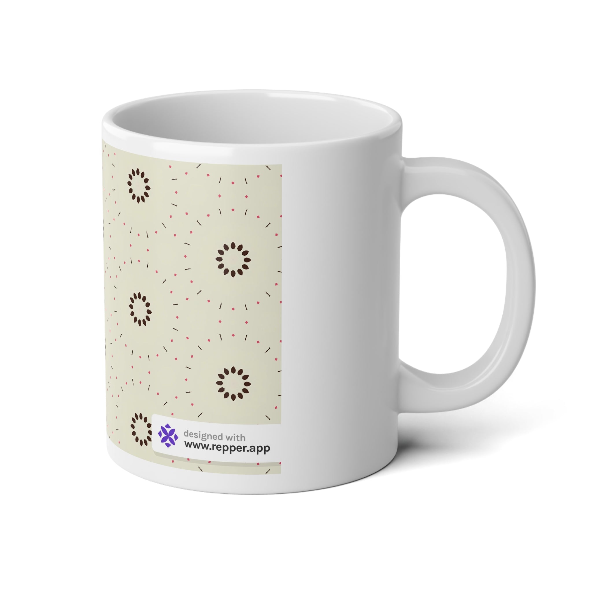 20oz Jumbo Mug — Minimal Neutral Floral Pattern Coffee Cup