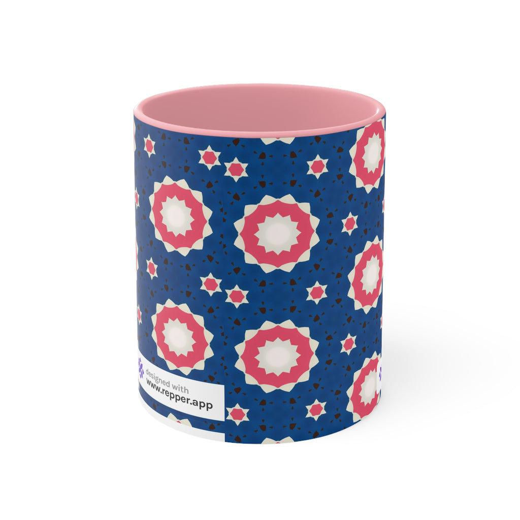 Accent Mug — Pink & Navy Floral Geometric Pattern