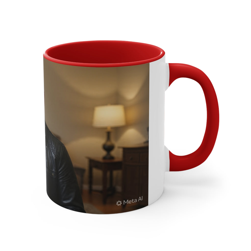 Photo Accent Mug — Personalized Pink-Handled Portrait Coffee Mug