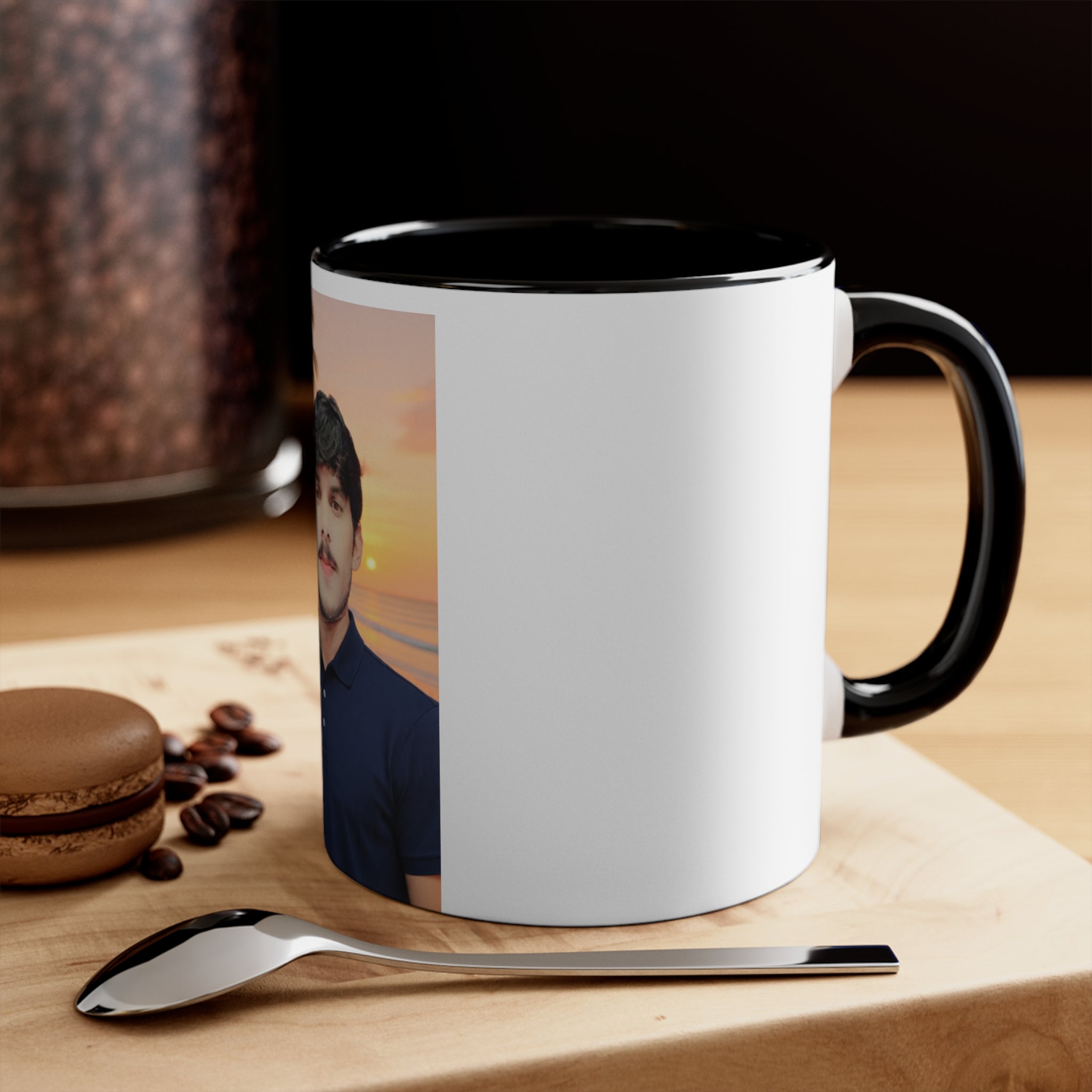 Personalized Photo Accent Mug — Beach Portrait Pink Interior