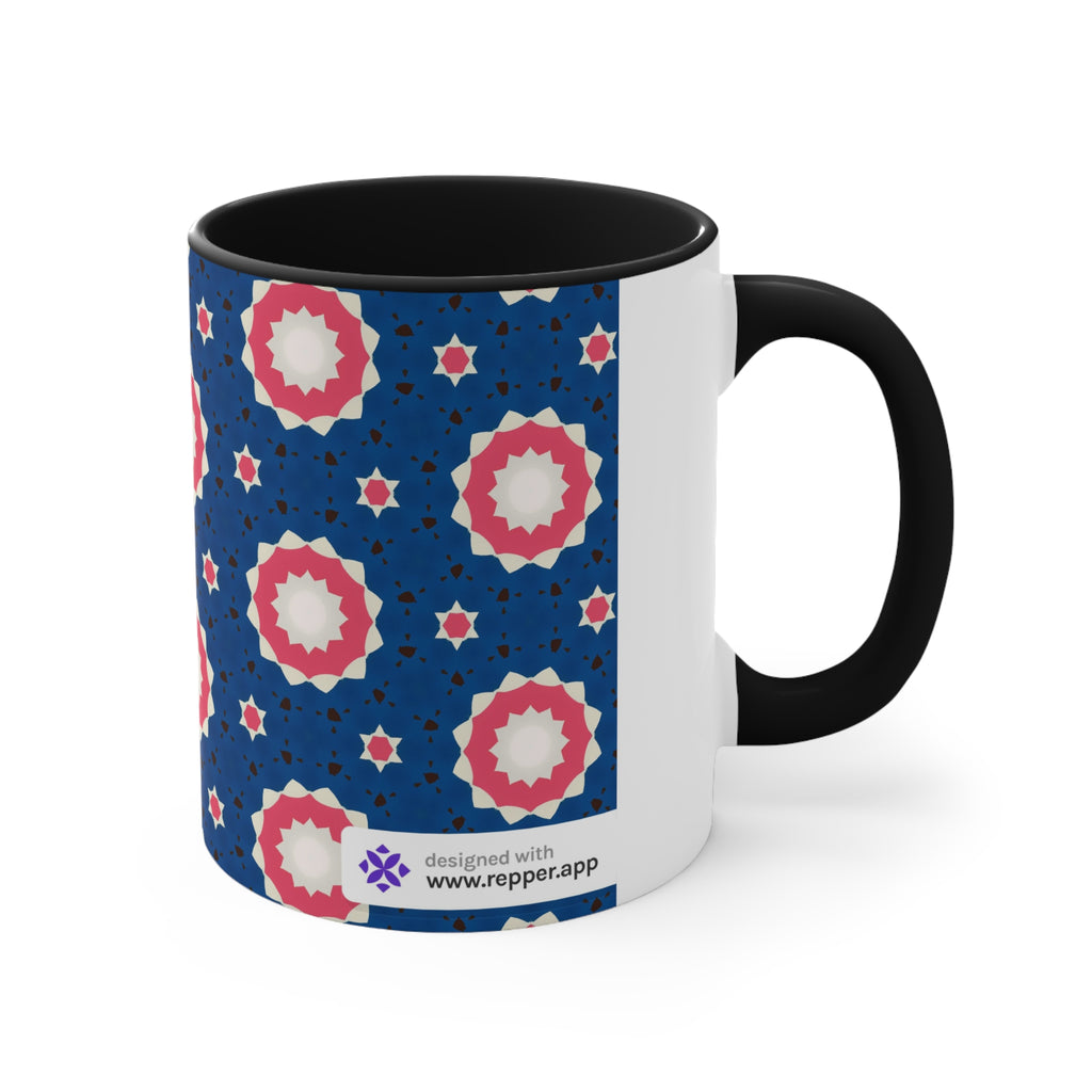 Accent Mug — Pink & Navy Floral Geometric Pattern