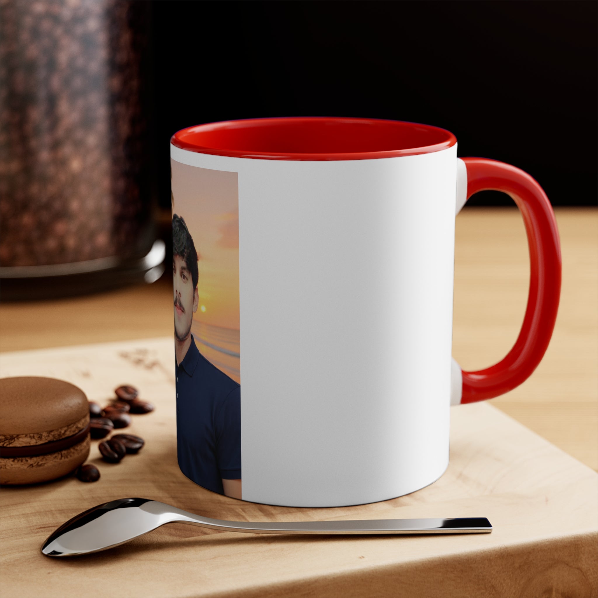 Personalized Photo Accent Mug — Beach Portrait Pink Interior