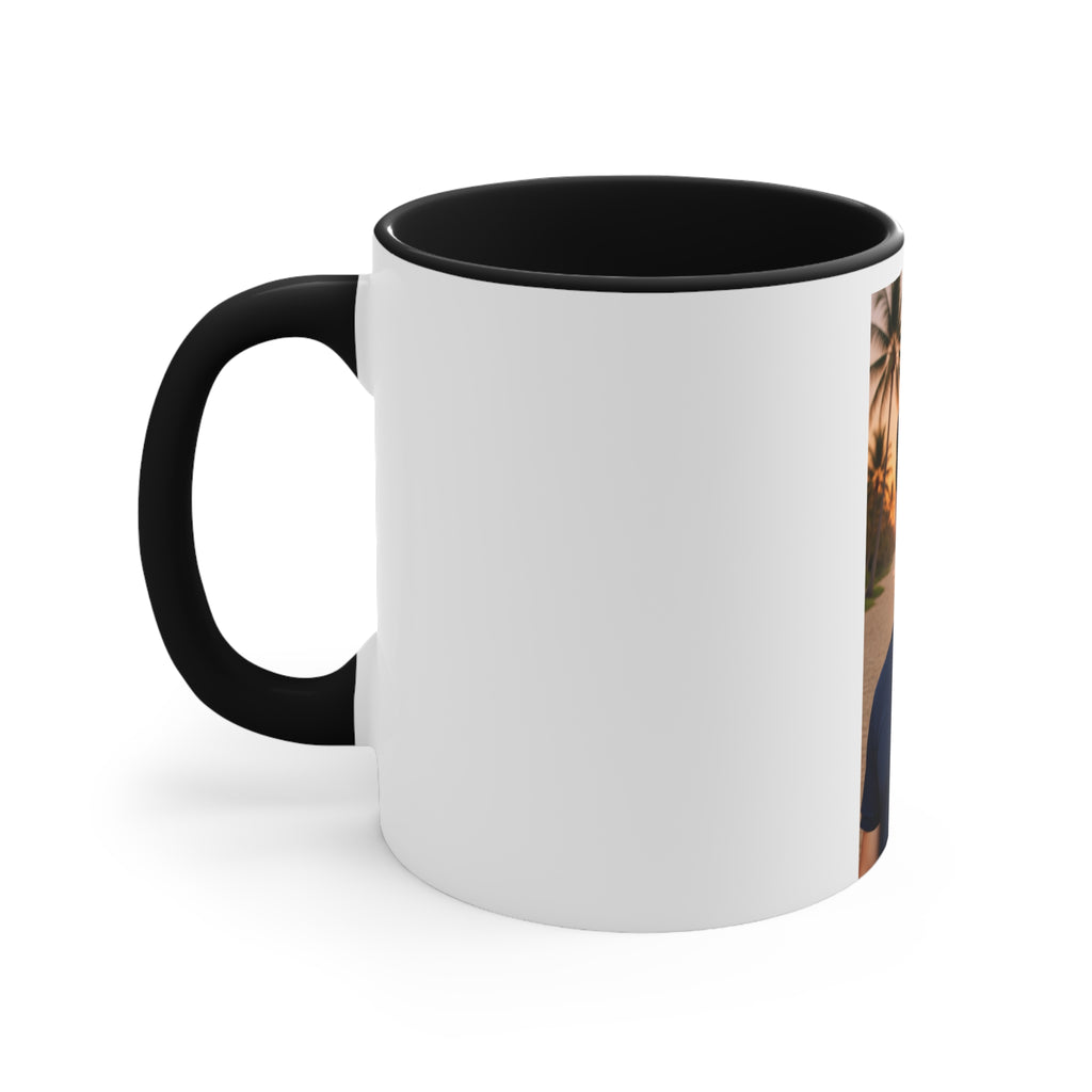 Personalized Photo Accent Mug — Beach Portrait Pink Interior