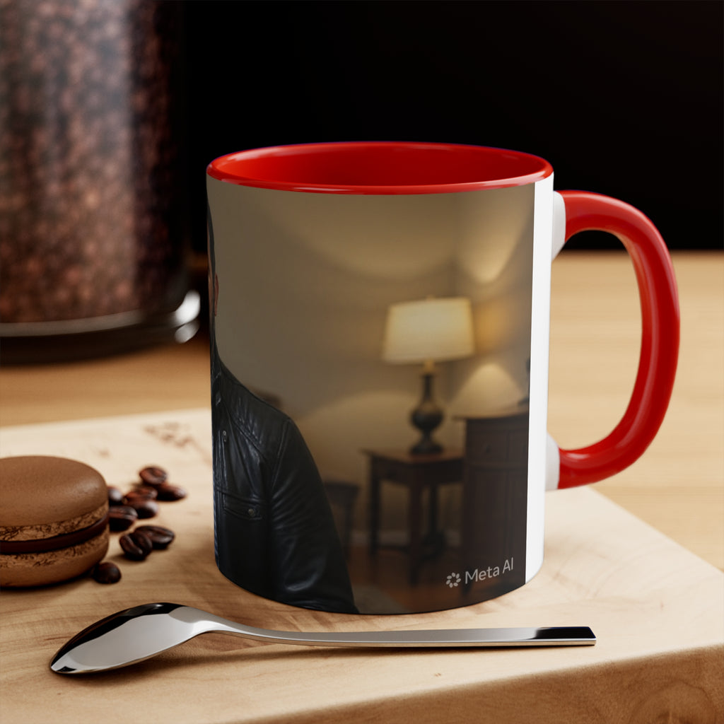 Photo Accent Mug — Personalized Pink-Handled Portrait Coffee Mug