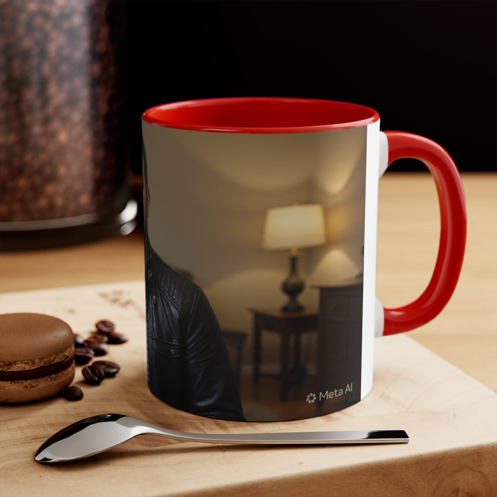Photo Accent Mug — Personalized Pink-Handled Portrait Coffee Mug