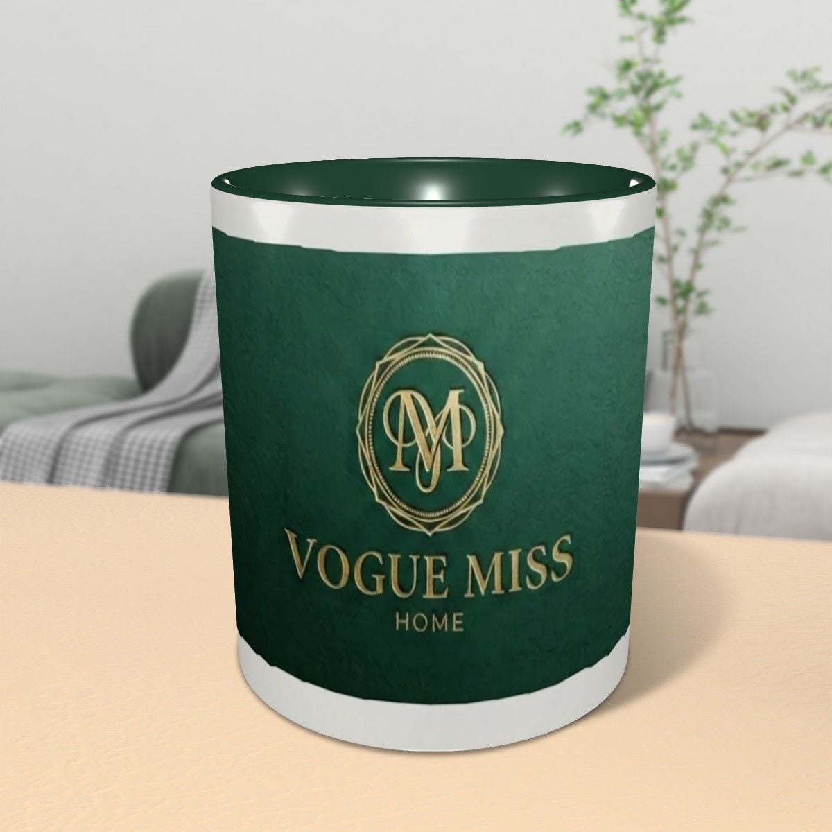 Elegant Green Interior Ceramic Mug - Perfect for Home & Office Gift