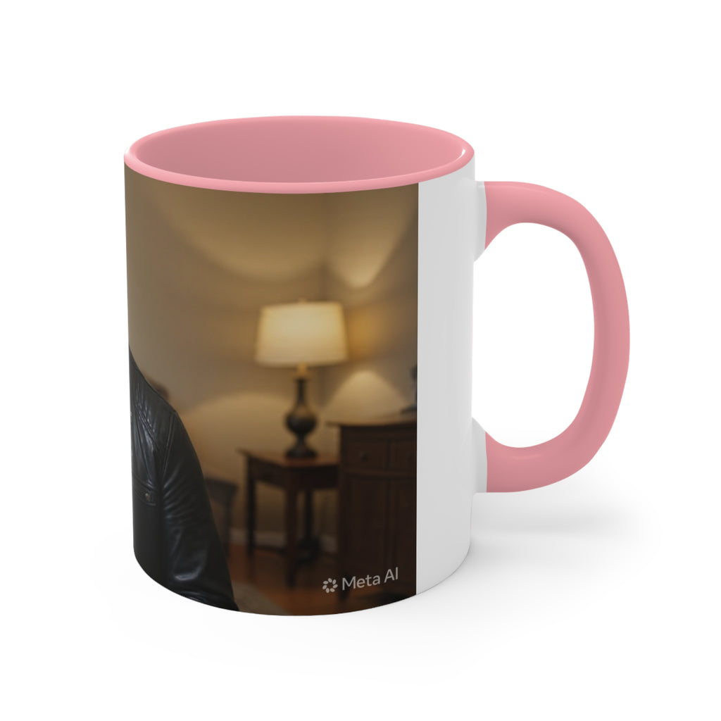 Photo Accent Mug — Personalized Pink-Handled Portrait Coffee Mug