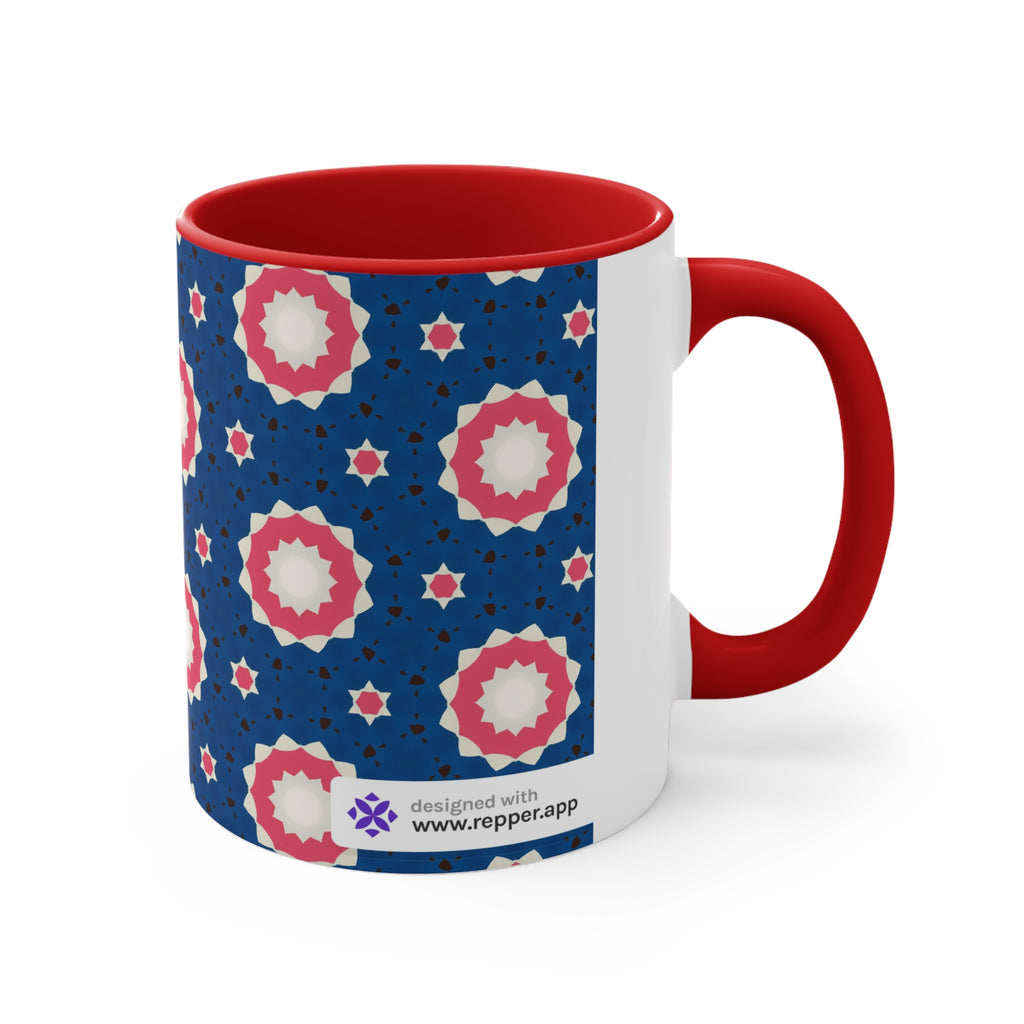 Accent Mug — Pink & Navy Floral Geometric Pattern