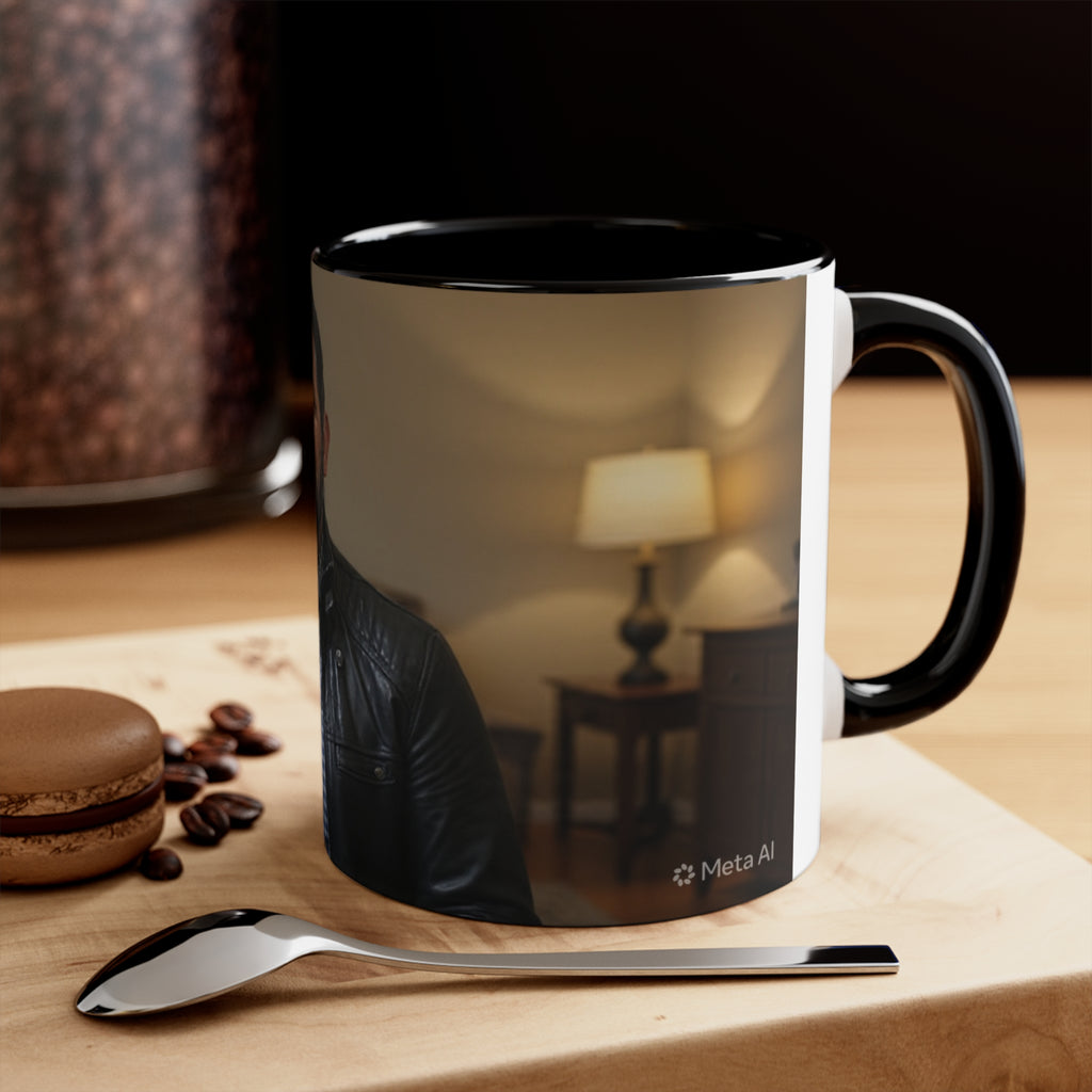 Photo Accent Mug — Personalized Pink-Handled Portrait Coffee Mug