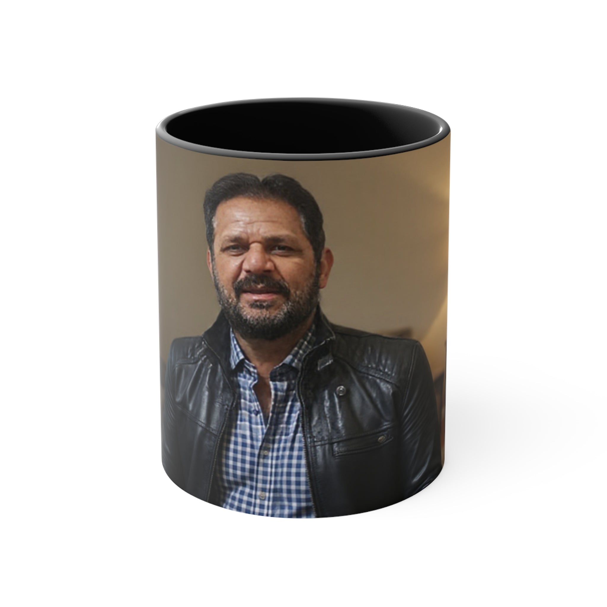Photo Accent Mug — Personalized Pink-Handled Portrait Coffee Mug