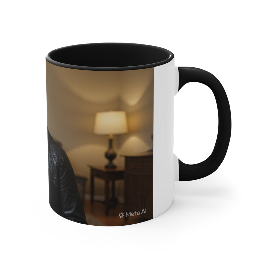 Photo Accent Mug — Personalized Pink-Handled Portrait Coffee Mug
