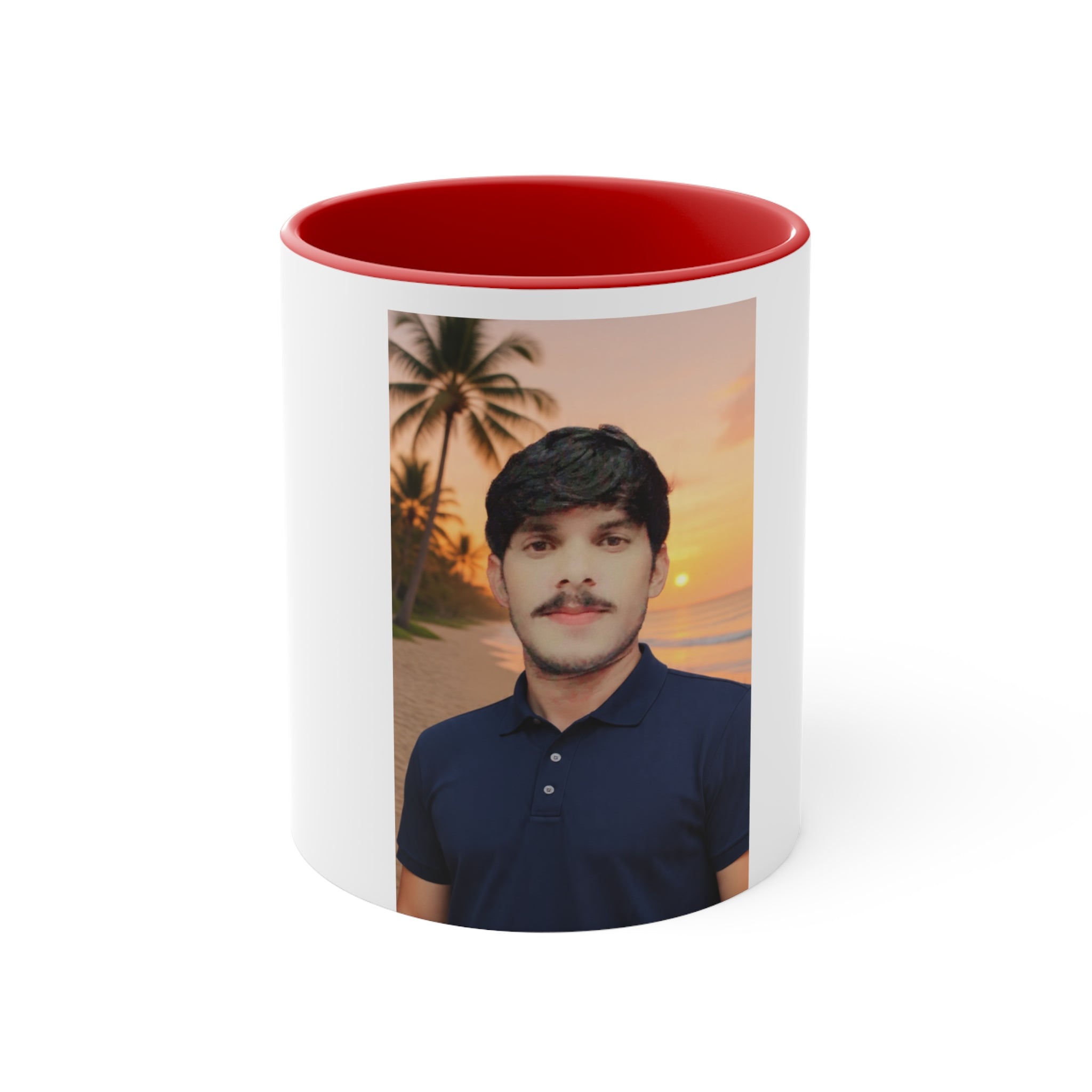 Personalized Photo Accent Mug — Beach Portrait Pink Interior
