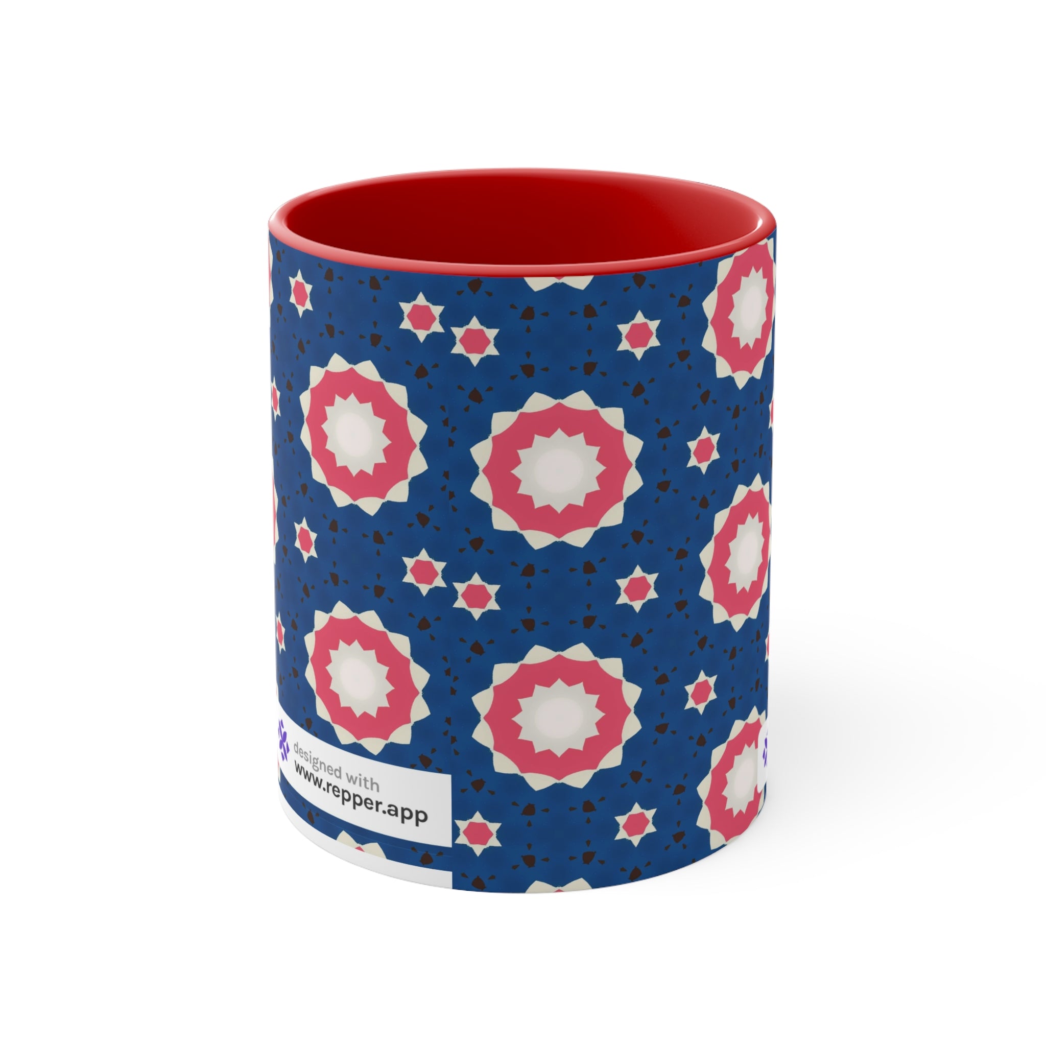 Accent Mug — Pink & Navy Floral Geometric Pattern