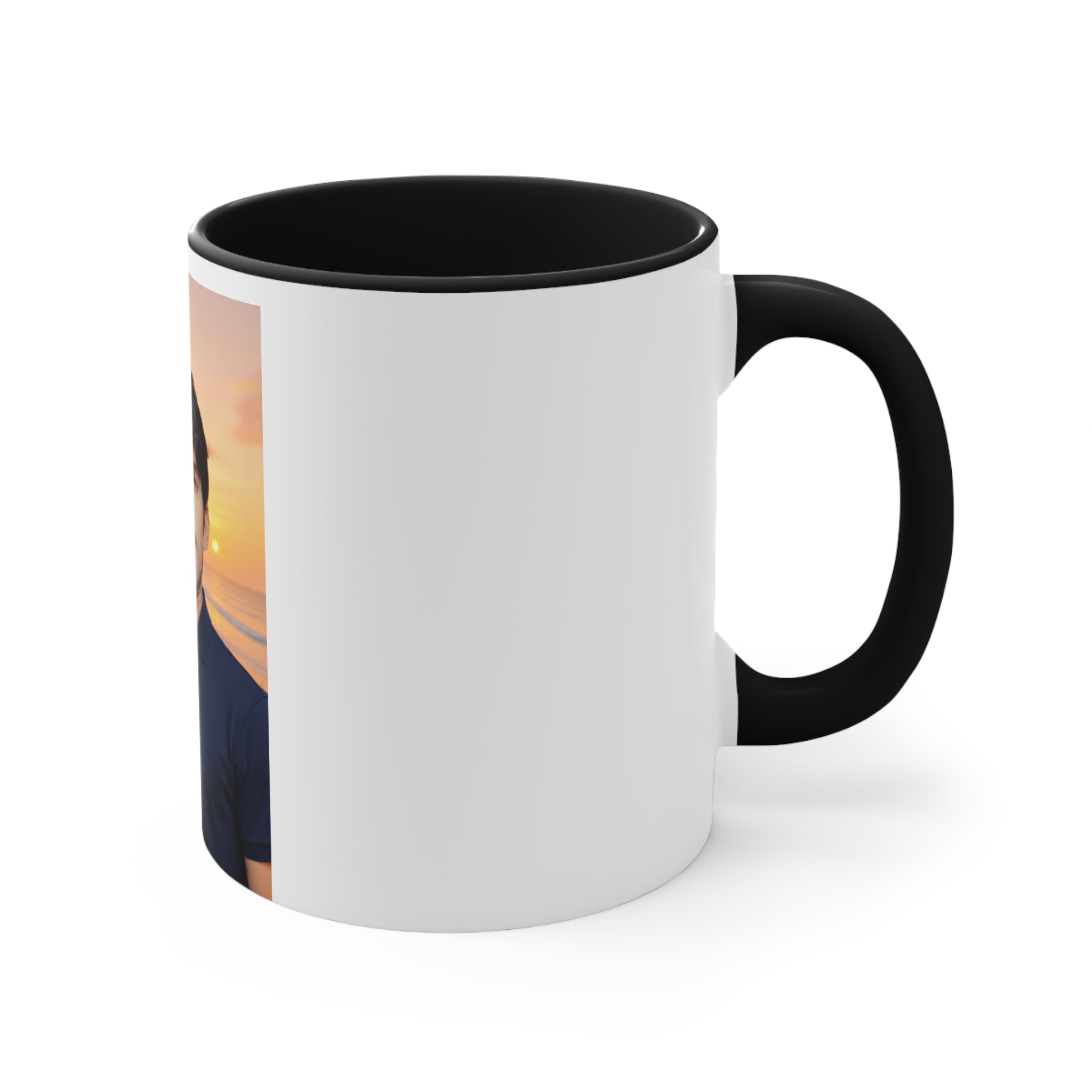 Personalized Photo Accent Mug — Beach Portrait Pink Interior