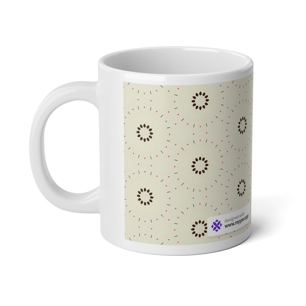 20oz Jumbo Mug — Minimal Neutral Floral Pattern Coffee Cup