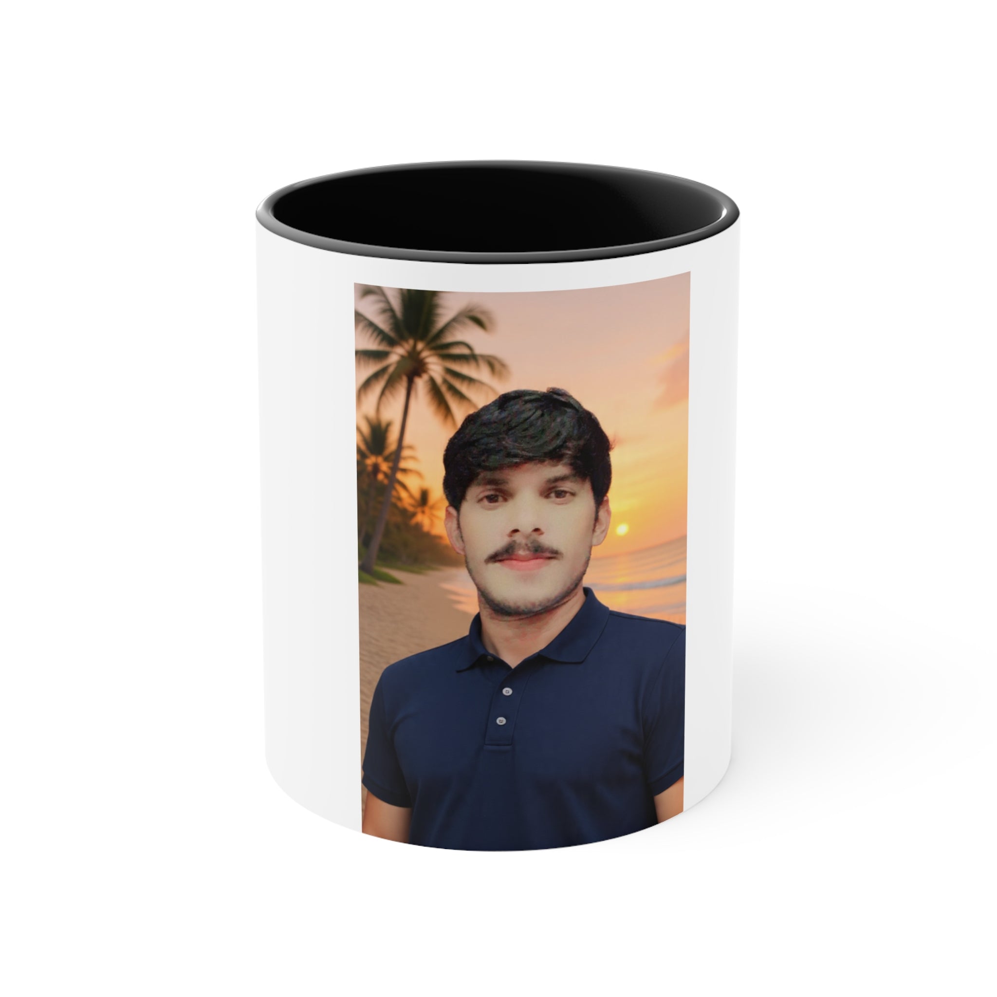 Personalized Photo Accent Mug — Beach Portrait Pink Interior