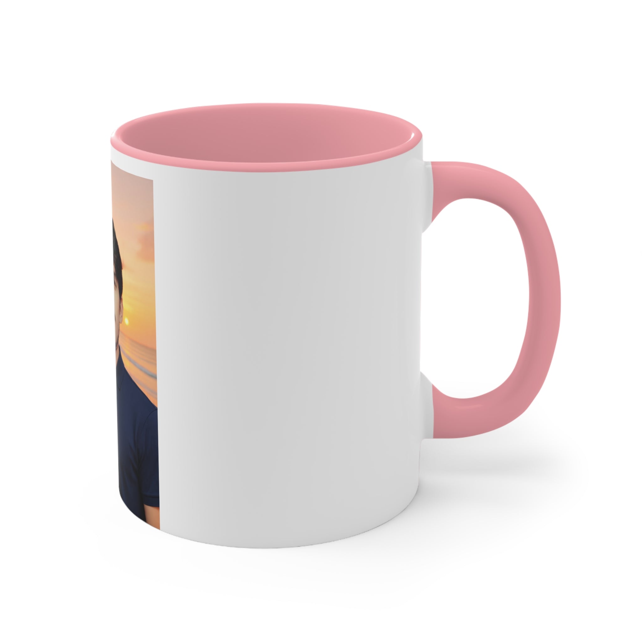 Personalized Photo Accent Mug — Beach Portrait Pink Interior