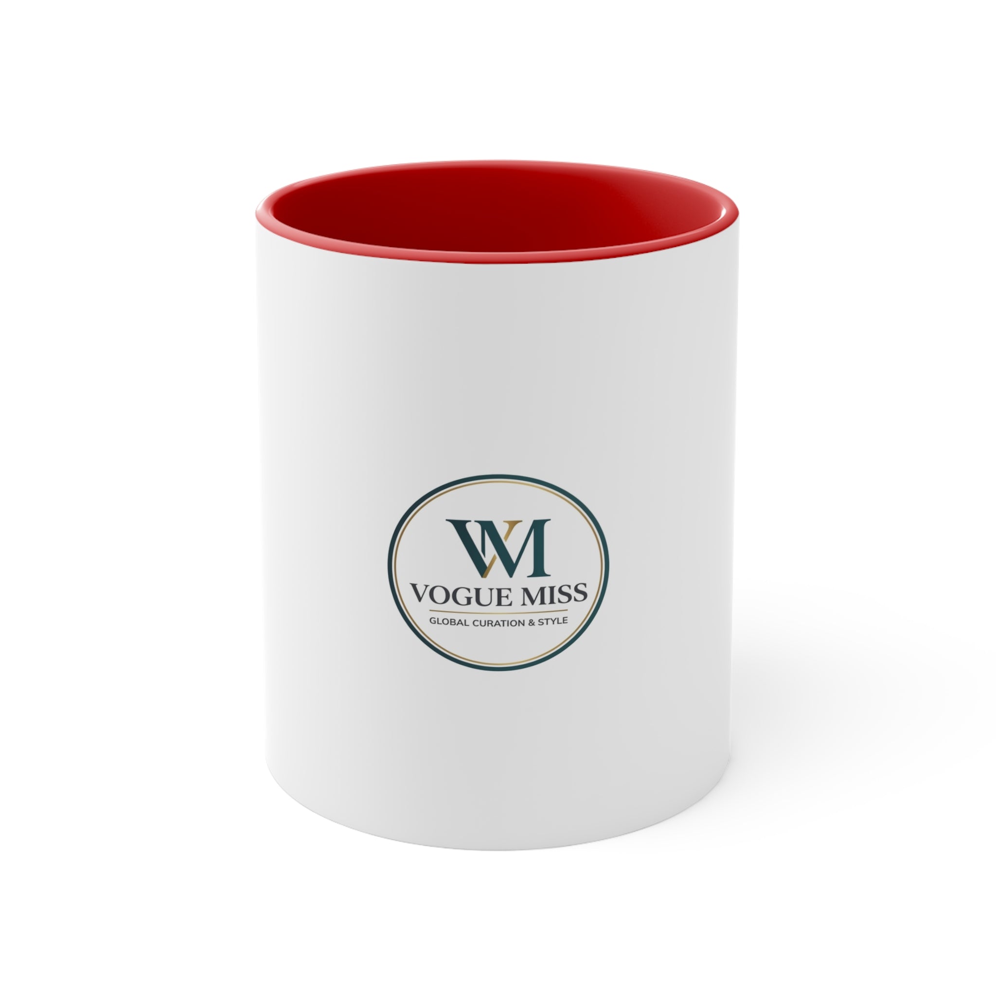 Vogue Miss Accent Mug — Pink Interior & Handle Coffee Cup with WM Logo