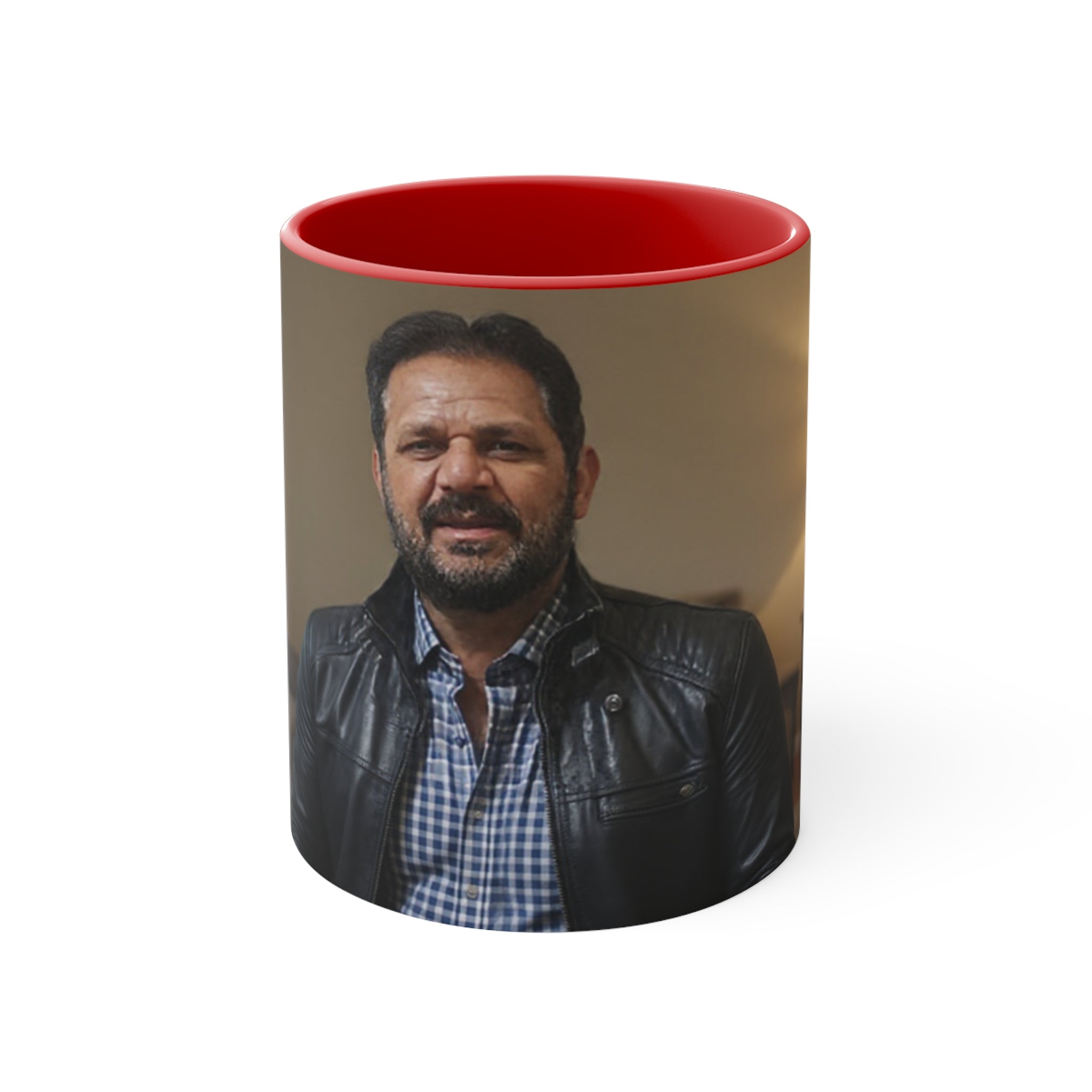Photo Accent Mug — Personalized Pink-Handled Portrait Coffee Mug