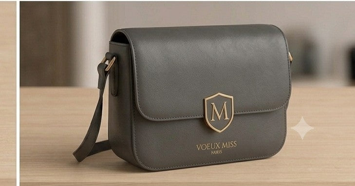 Vogue Miss Elegant Grey Structured Crossbody Bag