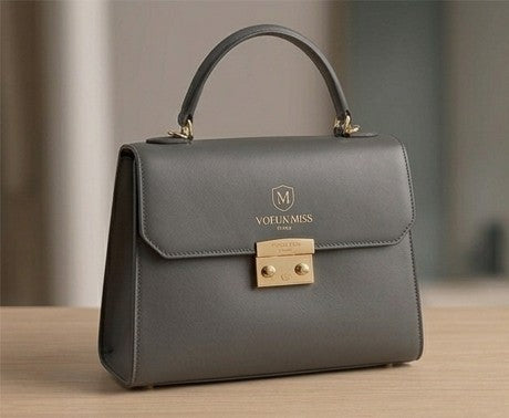Elegant Grey Classic Structured Handbag – Premium Fashion Accessory