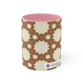 Elegant Brown Pattern Ceramic Mug with Pink Interior